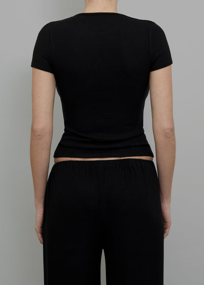 Brushed Hacci Baby Tee Black