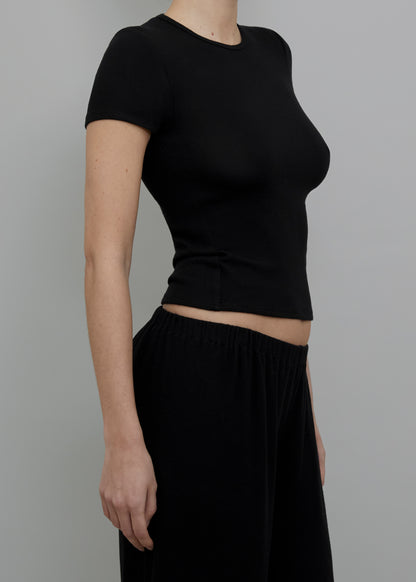 Brushed Hacci Baby Tee Black
