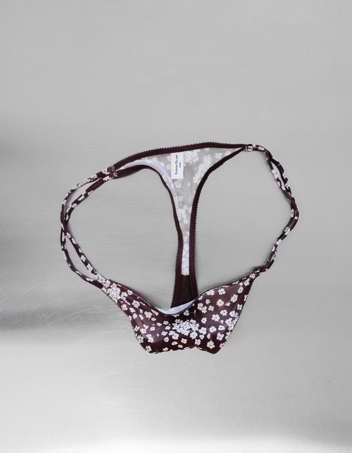 Brief with floral pattern on a gray background