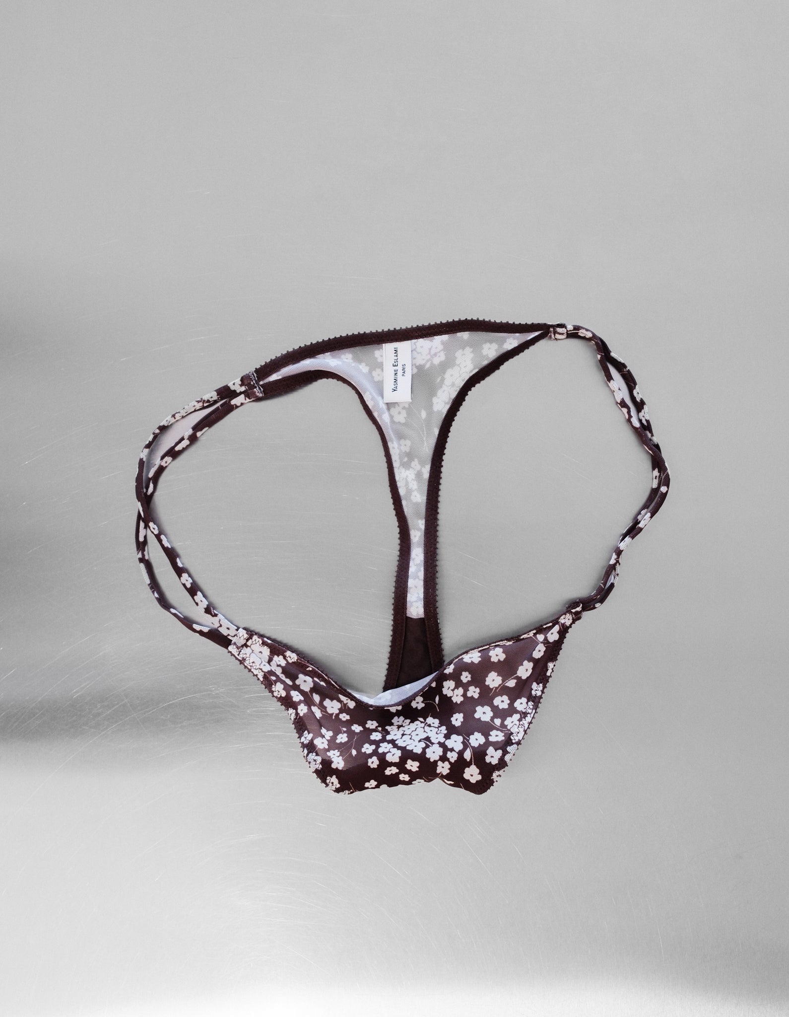 Brief with floral pattern on a gray background