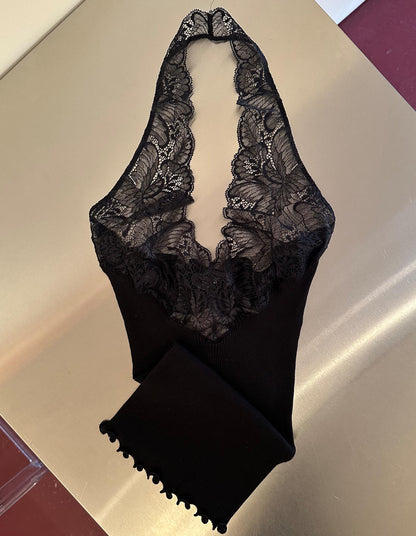 Lace Halter Black | UNDERLENA