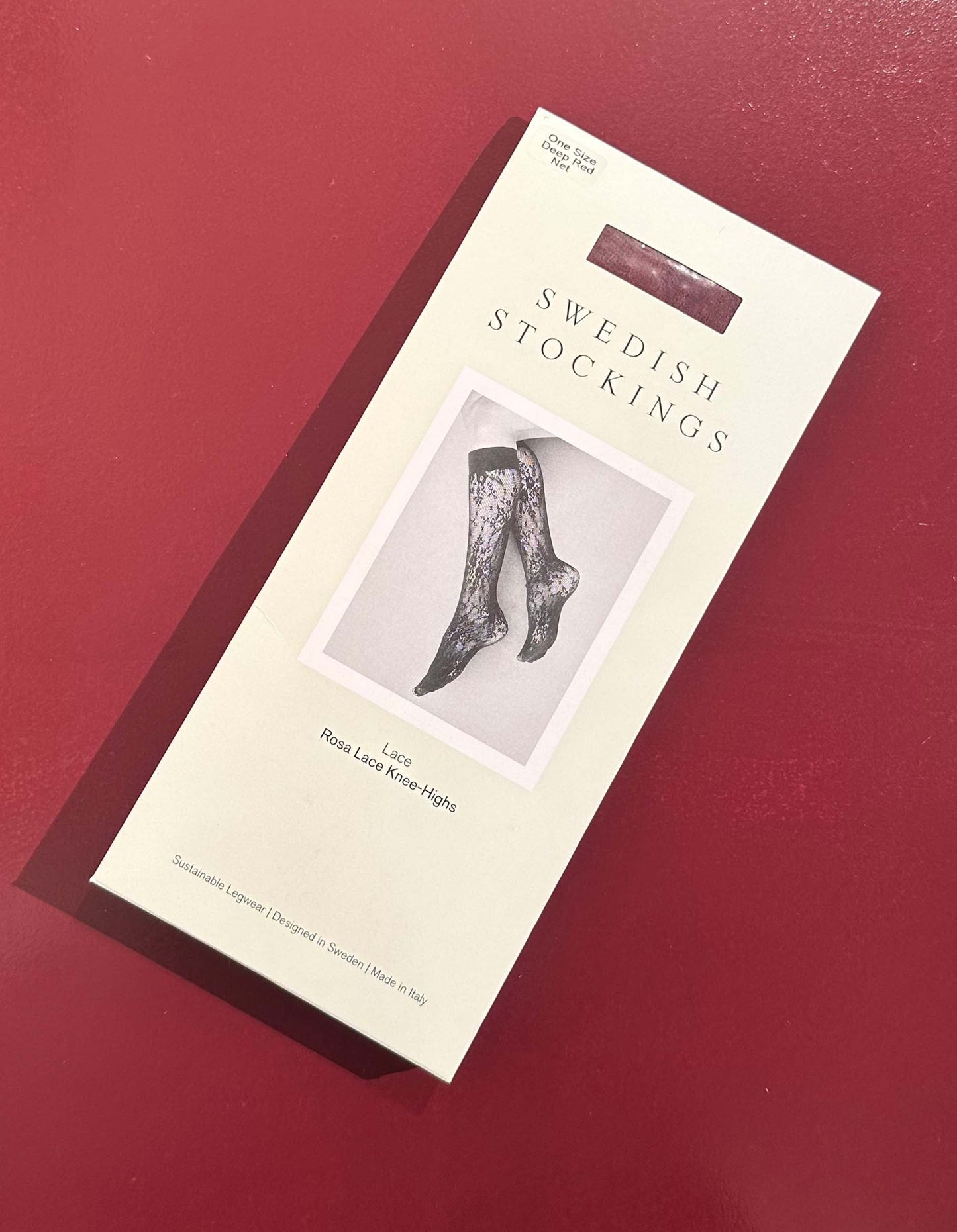 Rosa Lace Knee-Highs Deep Red | UNDERLENA