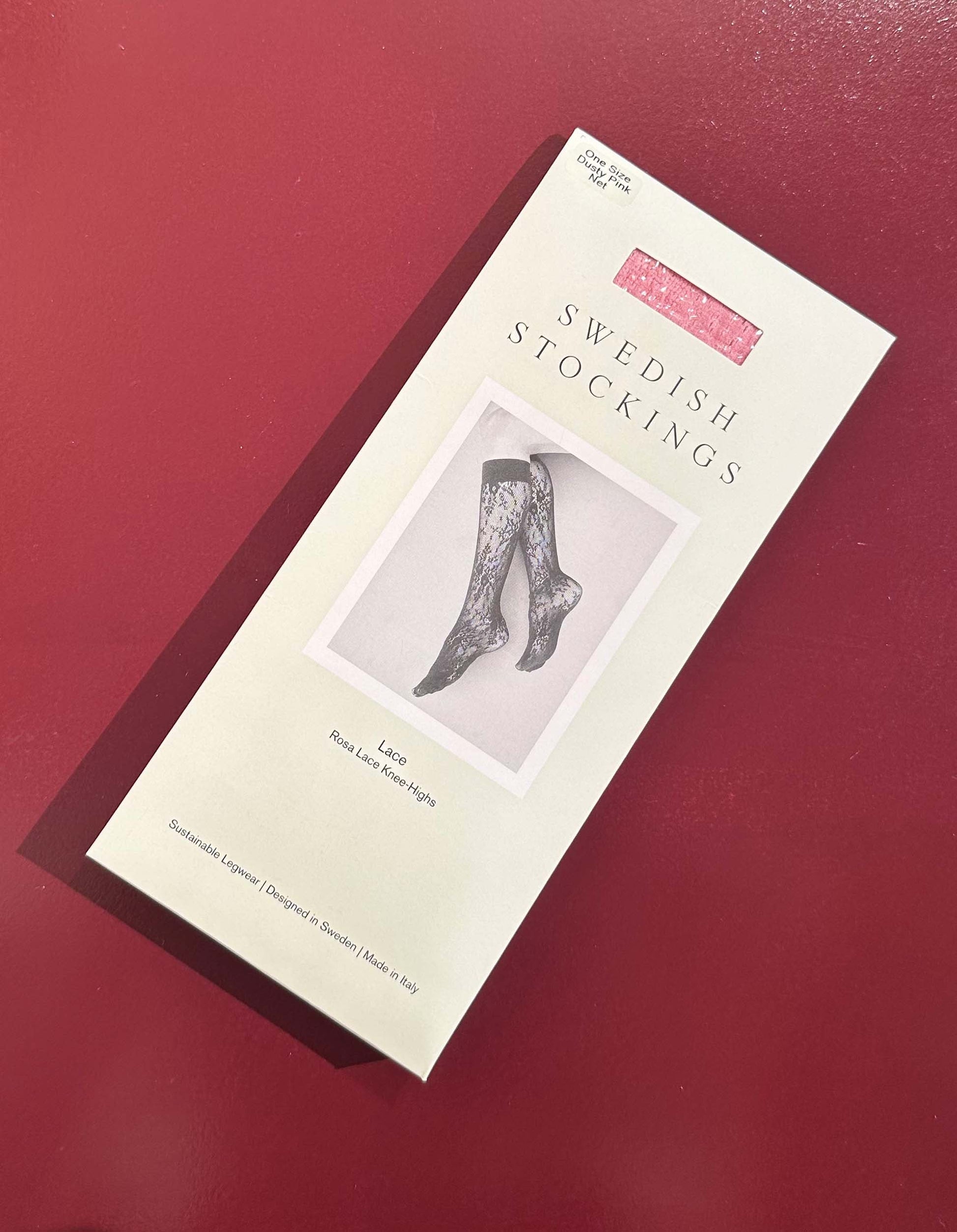 Rosa Lace Knee-Highs Dusty Pink | UNDERLENA