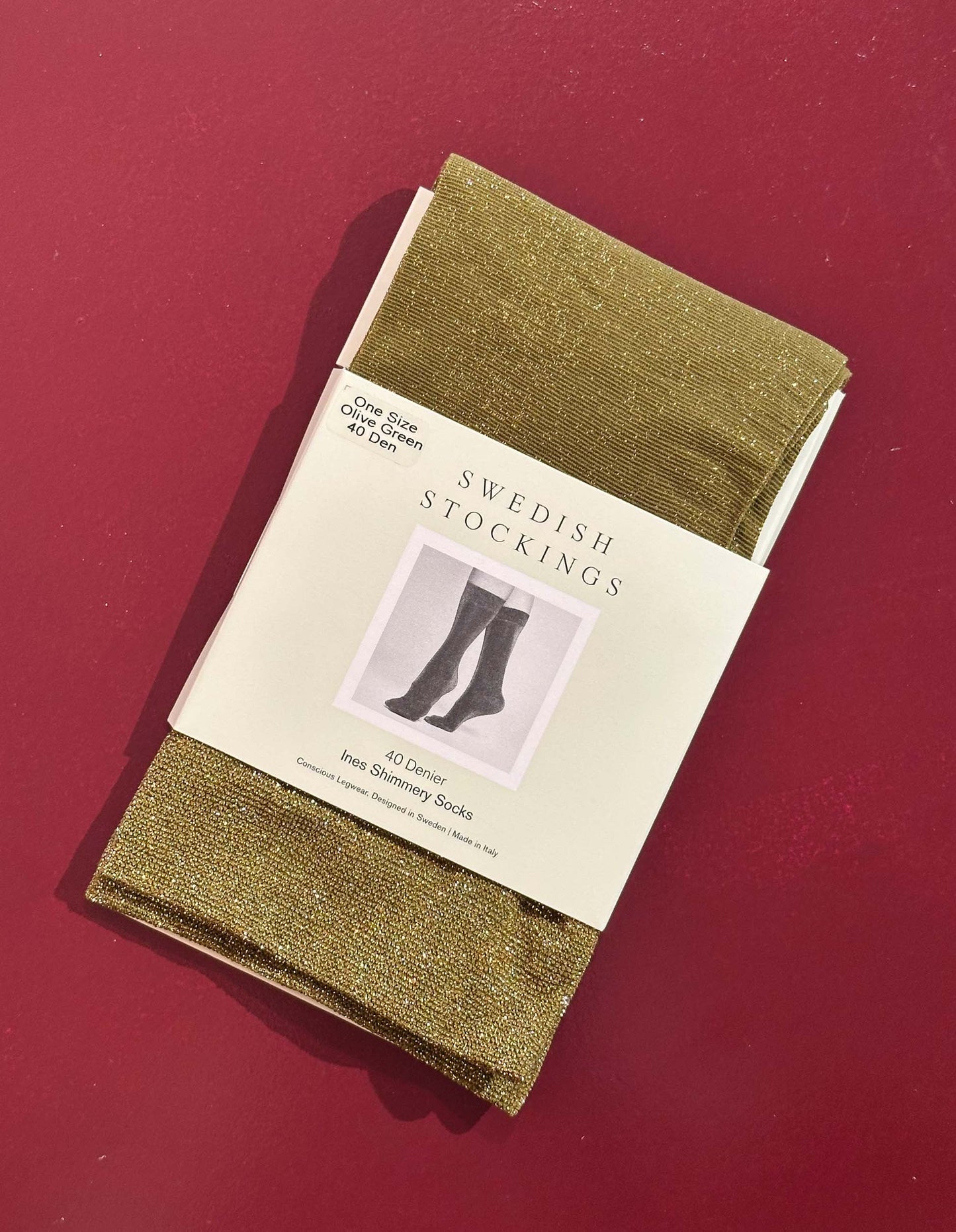 Ines Shimmery Socks Olive Green | UNDERLENA