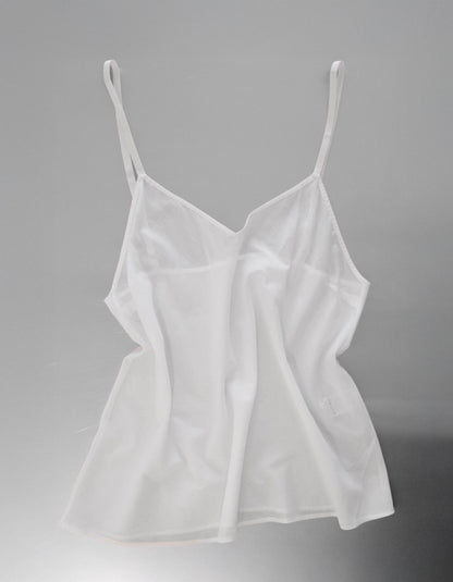 White COTTON slip top on a gray background